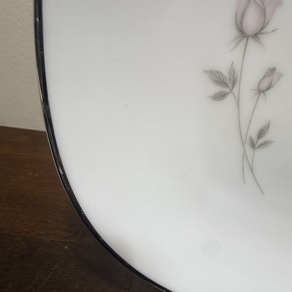 Noritake PASADENA 6311 Japan 11 1/2" Oval Pink Grey Rosebud Platinum Trim - Picture 4 of 9
